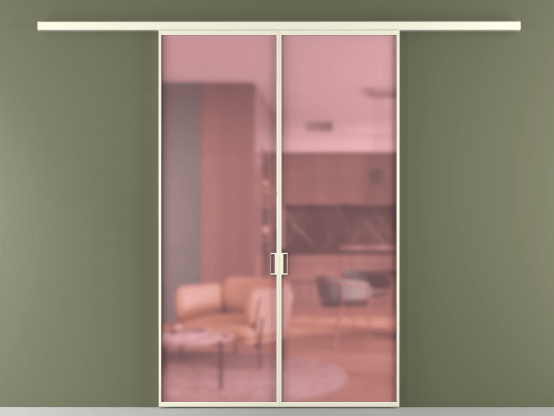 Алюминевая перегородка АЛПР 040.01_АМБ_САТ РОЗ_new. Цвет Алюминий молочно-белый. Материал Алюминий в эмали. Коллекция Перегородка Formato вдоль стены 2 створки. Картинка.