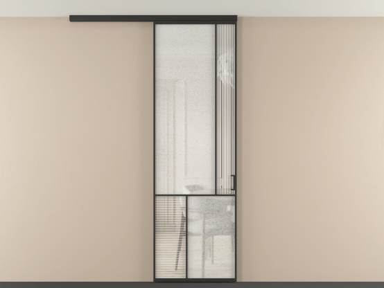 Алюминевая перегородка vdp1_1 ЧЕР. Цвет Алюминий Черный. Материал Алюминий. Коллекция Перегородка Mosaic вдоль стены на потолок 1 створка. Картинка.