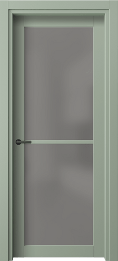 Дверь межкомнатная 2108 ПЭСО Серый сатин триплекс. Цвет ПЭТ светло-оливковый. Материал ПЭТ. Коллекция Нео. Картинка.