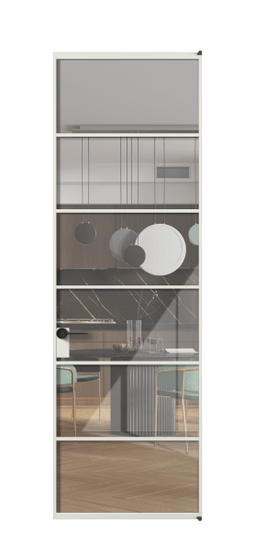 Дверь межкомнатная АЛПЛ040.04 АСР Алюминий серый Stopsol Clear прозрачное. Цвет Алюминий серый. Материал Алюминий в эмали. Коллекция Formato. Картинка.