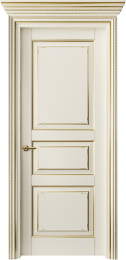 Дверь межкомнатная 6231 БМБЗ. Цвет Бук молочно-белый с золотом. Материал  Массив бука эмаль с патиной. Коллекция Royal. Картинка.