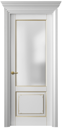 Дверь межкомнатная 6212 ББЛП САТ. Цвет Бук белоснежный с позолотой. Материал  Массив бука эмаль с патиной. Коллекция Royal. Картинка.
