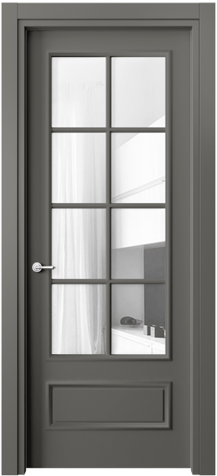 Дверь межкомнатная 8112 МКЛС Прозрачное стекло. Цвет Матовый классический серый. Материал Гладкая эмаль. Коллекция Paris. Картинка.