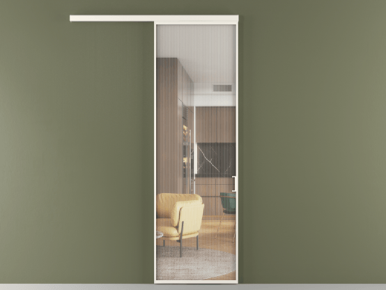 Алюминевая перегородка vd1_01_ Алюминий пудровый белый Moru. Цвет Алюминий пудровый белый. Материал Алюминий в эмали. Коллекция Перегородка Formato вдоль стены 1 створка. Картинка.