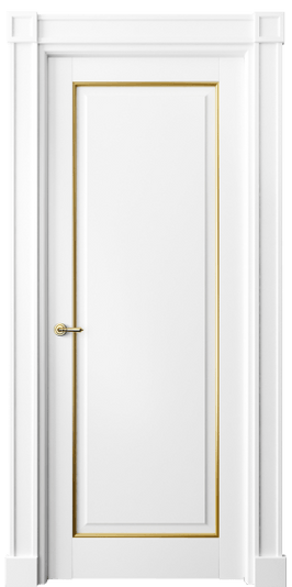 Дверь межкомнатная 6301 ББЛП. Цвет Бук белоснежный с позолотой. Материал  Массив бука эмаль с патиной. Коллекция Toscana Plano. Картинка.