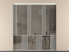 Перегородка Мозаик внутри проёма 3 створки с синхронным механизмом