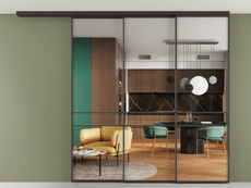 Перегородка Формато вдоль стены на потолок 3 створки с синхронным механизмом