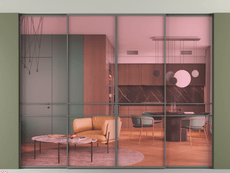 Перегородка Формато внутри проёма скрытое крепление в потолок 4 створки