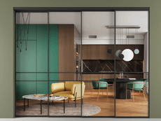 Перегородка Формато внутри проёма 4 створки с синхронным механизмом